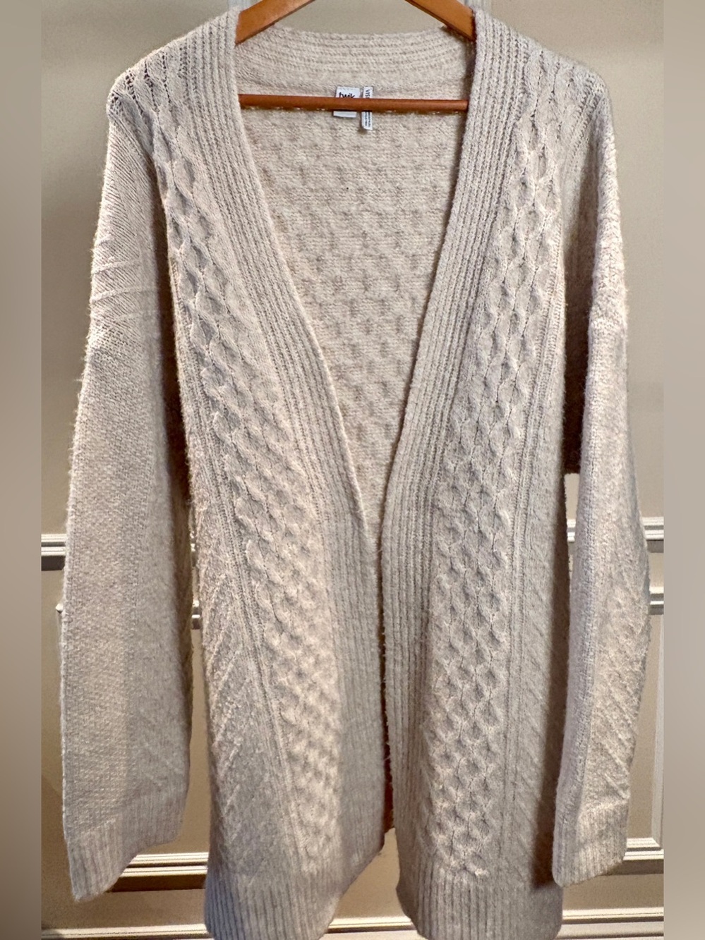 Twik cream Cable-Knit Open Cardigan